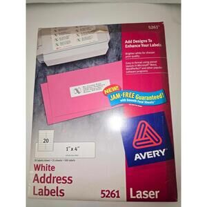 Avery 5261 White Address Labels 1” x 4” Laser  New Unused (Box Wear)